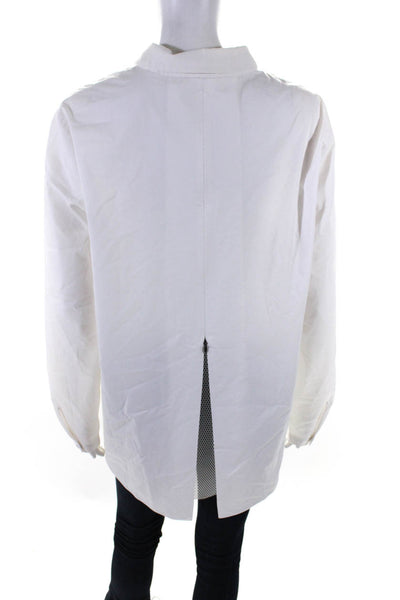 Elie Tahari Womens Cotton Collared Long Sleeve Boyfriend Shirt Top White Size L