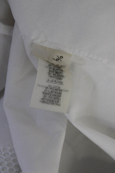 Elie Tahari Womens Cotton Collared Long Sleeve Boyfriend Shirt Top White Size L