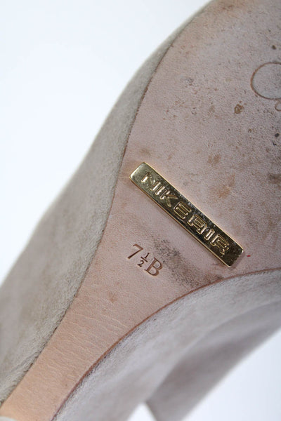 Cole Haan Womens Suede Peep Toe Wedge Heel Slingback Sandals Beige Size 7.5US
