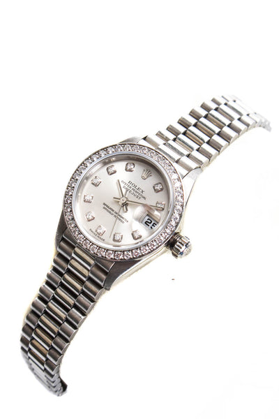 Rolex Womens 950 Platinum Diamond Pave Oyster Datejust Perpetual President Watch