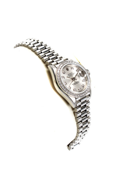 Rolex Womens 950 Platinum Diamond Pave Oyster Datejust Perpetual President Watch