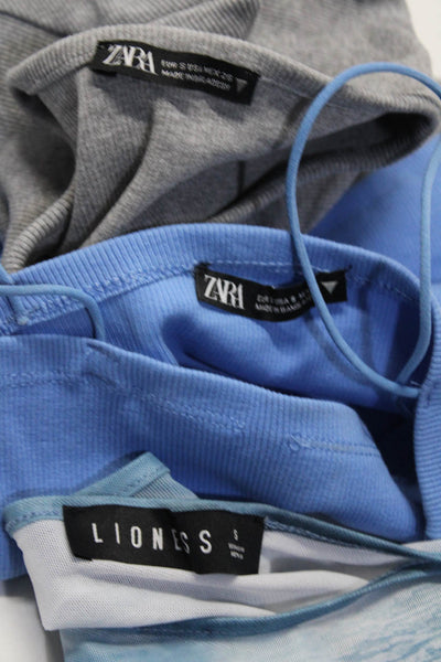 Zara Lioness Womens Ribbed Sleeveless Tank Top Shirts Blue Gray Size S Lot 3