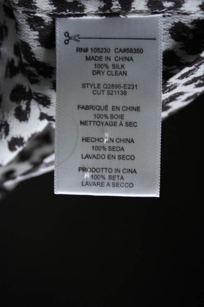 Equipment Femme Womens Brown/White Silk Printed Button Down Blouse Top Size M
