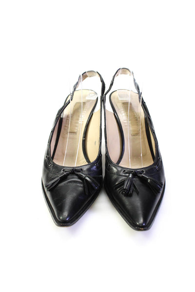 Michael Kors Womens Black Leather Tassel Detail Slingback Heels Shoes Shoes 8