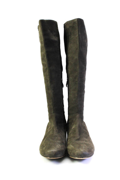 Eileen Fisher Womens Side Zip Round Toe Knee High Boots Brown Suede Size 10