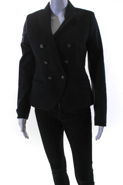 Hartford Womens Wool Collared Double Breasted Long Sleeve Blazer Navy Size 2