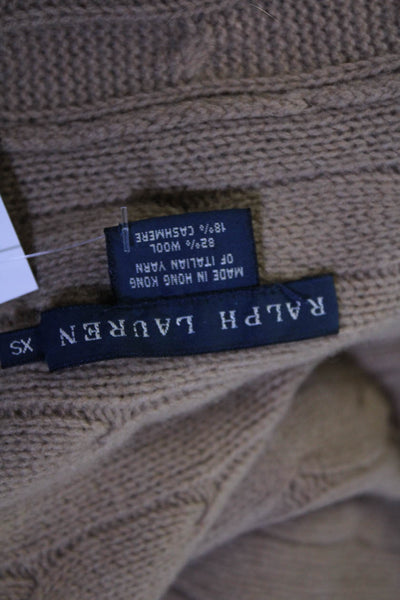 Ralph Lauren Blue Label Womens Wool Cable-Knit Draped Cardigan Tan Size XS