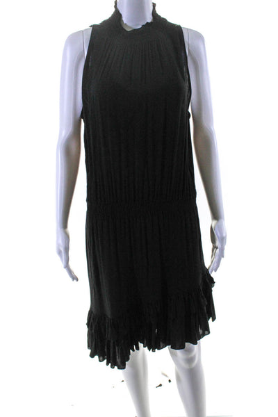 Designers Remix Charlotte Eskilden Womens Ruched Ruffled Dress Black Size EUR34