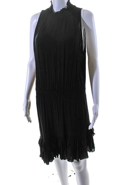 Designers Remix Charlotte Eskilden Womens Ruched Ruffled Dress Black Size EUR34