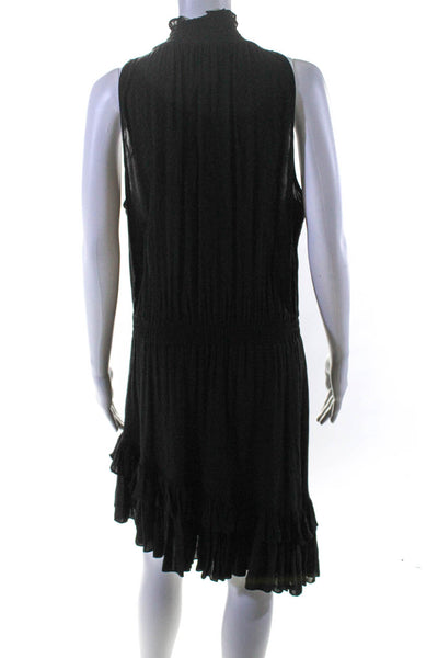 Designers Remix Charlotte Eskilden Womens Ruched Ruffled Dress Black Size EUR34