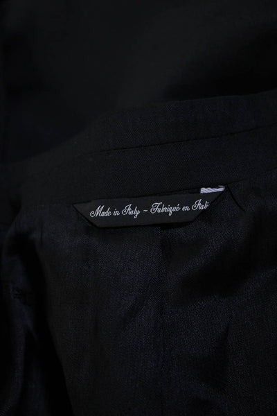 Ermenegildo Zegna Mens Two Button Blazer Jacket Black Wool Size 44 Short
