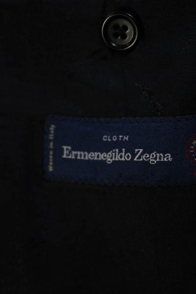 Ermenegildo Zegna Mens Two Button Blazer Jacket Black Wool Size 44 Short