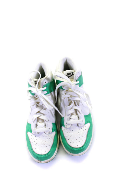 Nike Boys Leather Colorblock High Top Lace Up Sneakers Green White Size 2.5