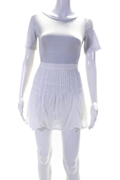 Auguste Womens Pleated Textured Back Zipped A-Line Mini Skirt White Size 0