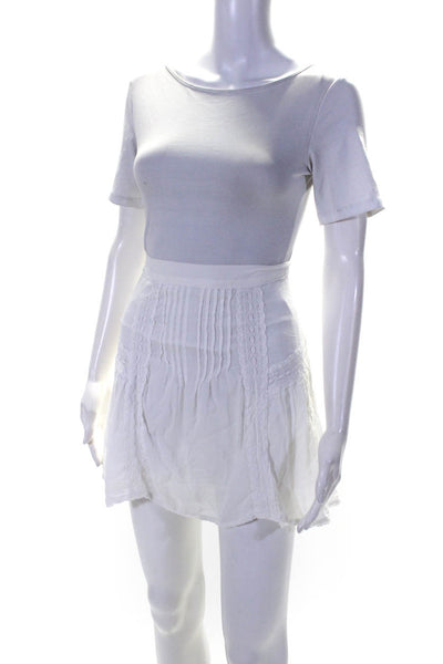 Auguste Womens Pleated Textured Back Zipped A-Line Mini Skirt White Size 0