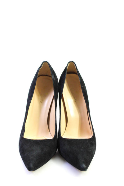 Kate Spade New York Womens Suede Pointed Toe Pumps Black Gold Tone Size 6.5