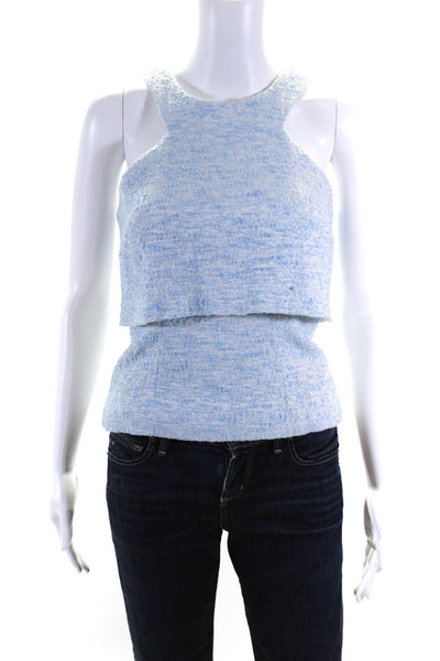 Jay Godfrey Womens Tweed Layered Tank Blouse Blue Size 2