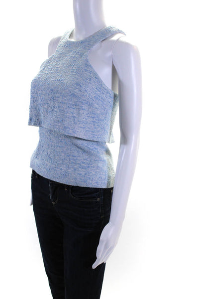 Jay Godfrey Womens Tweed Layered Tank Blouse Blue Size 2