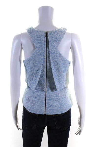 Jay Godfrey Womens Tweed Layered Tank Blouse Blue Size 2