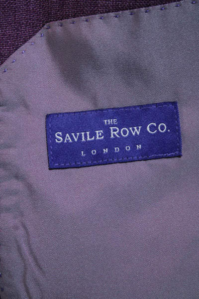 The Savile Row Mens Long Sleeves Collared Lined Two Button Jacket Purple Size 44