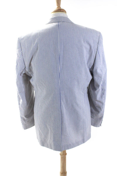 Hardy Amies Men's Collared Long Sleeves Lined Two Button Stripe Jacket Size 44