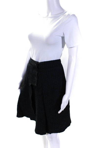 Morgane Le Fay Womens Pleated A Line Skirt Navy Blue Wool Size Large