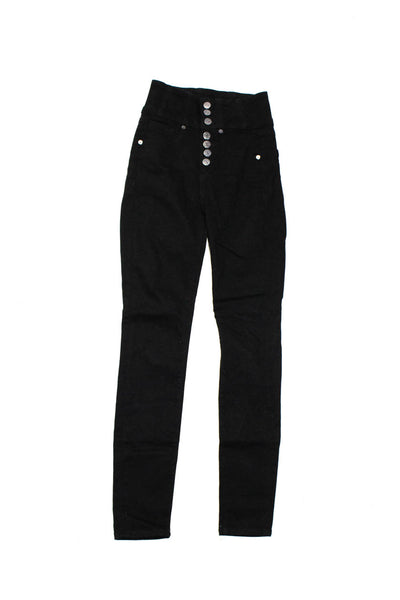 Veronica Beard Womens Button Up Katherine Corset High Rise Jeans Black Size 24