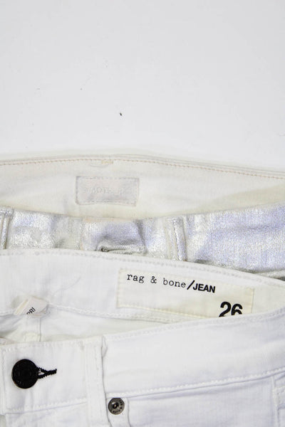 Mother Rag & Bone/Jean Womens Skinny Leg Jeans Silver White Size 25 26 Lot 2