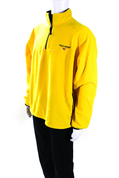 Ralph Lauren Polo Sport Mens Fleece 1/2 Zip Pullover Sweater Top Yellow Size XL