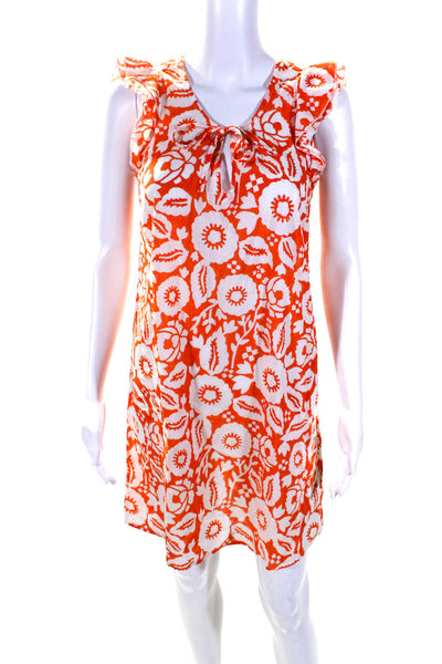 Roberta Roller Rabbit Womens Floral Print Dress Orange White Size Extra Small