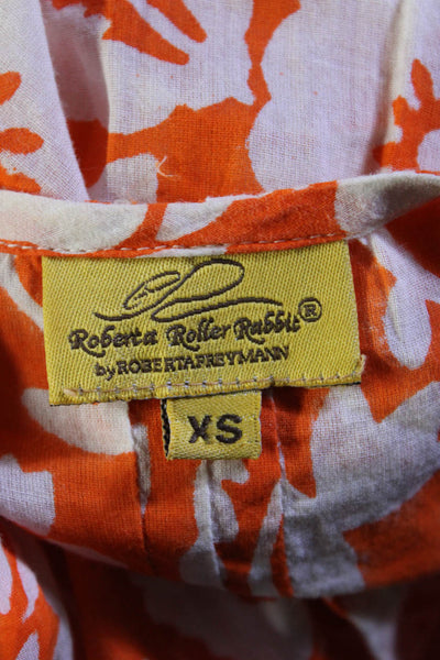 Roberta Roller Rabbit Womens Floral Print Dress Orange White Size Extra Small