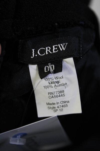 J Crew Womens Wool Pleated Fringed Zipped Long Sleeve Midi Dress Black Size 00