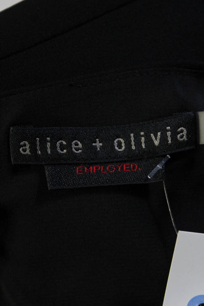 Alice + Olivia Womens V-Neck Back Zip Pleated Sleeveless Midi Dress Black Size 2