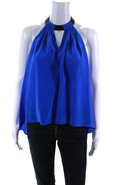 Jay Godfrey Womens Silk Backless Halter Neck Blouse Blue Size 2