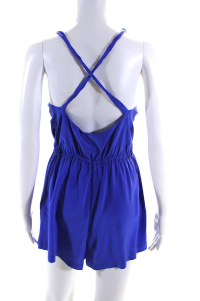 Jay Godfrey Womens Silk V Neck Elasticated Romper Blue Size 2