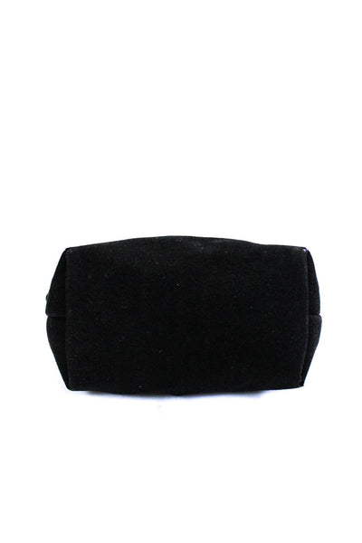 Longchamp Womens Black Embroidered Flap Small Shoulder Bag Handbag