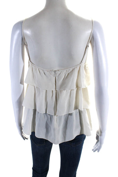 Jay Godfrey Womens 100% Silk Tiered Spaghetti Strap Tank Blouse White Size XS