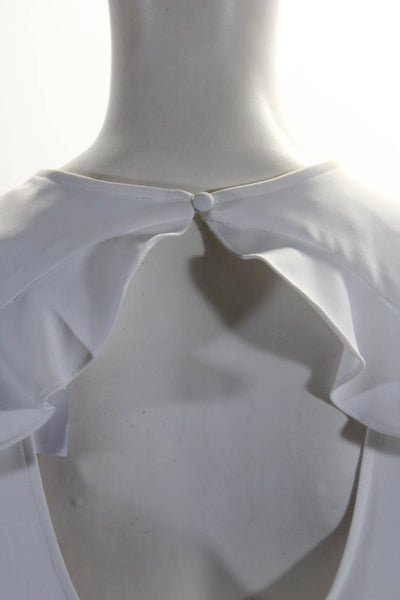 Jay Godfrey Womens Round Neck Ruffled Long Sleeved Open Back Blouse White Size 4