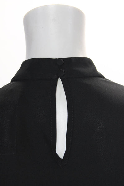 Jay Godfrey Womens Tiered Tied Wrist Long Sleeved High Neck Blouse Black Size 2