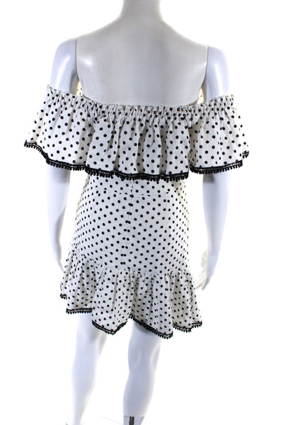 Suboo Womens Pola Dot Off the Shoulder Crop Top Skirt Set White Black Size 2