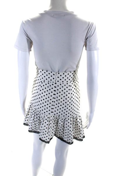 Suboo Womens Pola Dot Off the Shoulder Crop Top Skirt Set White Black Size 2