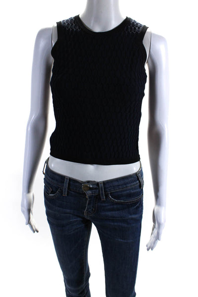 Jonathan Simkhai Womens Navy Textured Sleeveless Hi-Low Blouse Top Size XS