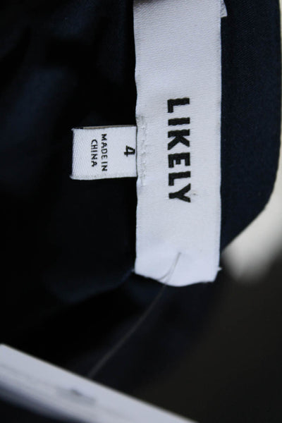 Likely Women's V-Neck Long Sleeves Flared Tie Waist Mini Dress Navy Blue Size 4