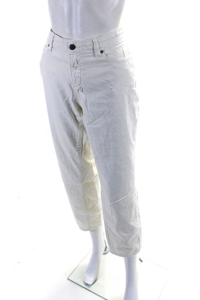 Eileen Fisher Womens Zipper Fly High Rise Cropped Jeans White Cotton Size 12P