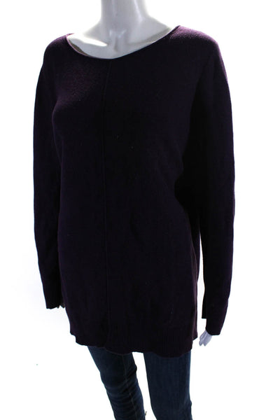 Eileen Fisher Womens Long Sleeve Oversized Sweatshirt Purple Cotton Size Large