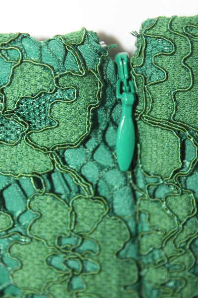 J Crew Women's V-Neck Spaghetti Straps A-Line Lace Midi Dress Green Size 2