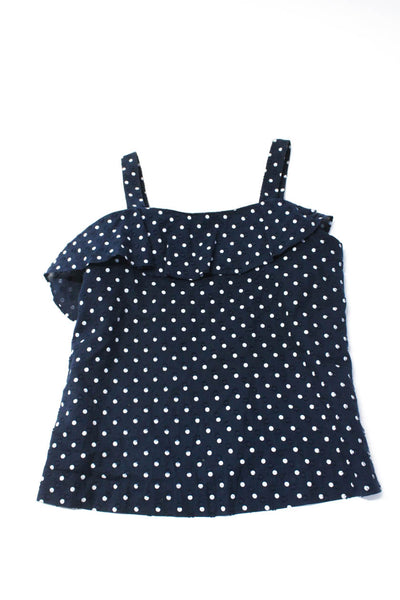 J Crew Women's Square Neck Spaghetti Straps Blouse Polka Dot Size 0 Lot 2