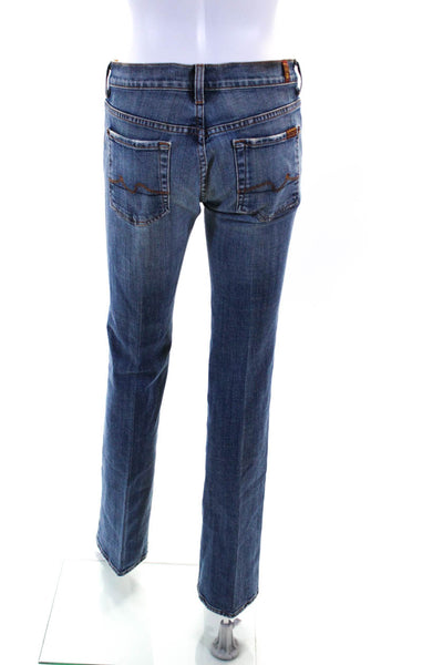 7 For All Mankind Womens Blue Medium Wash Fly Button Bootcut Jeans Size 27