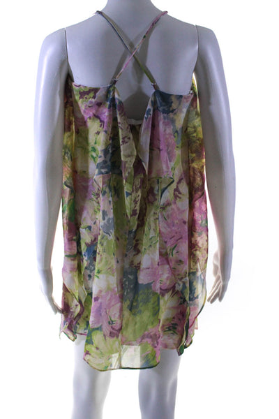 BCBG Max Azria Womens Floral Print Sleeveless Dress Multi Colored Size Small