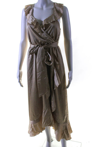 Show Me Your Mumu Womens Samantha Ruffled A Line Wrap Dress Beige Size Medium